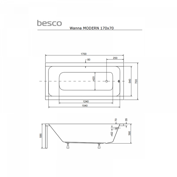 Ванна BESCO MODERN 170Х70 (соло)