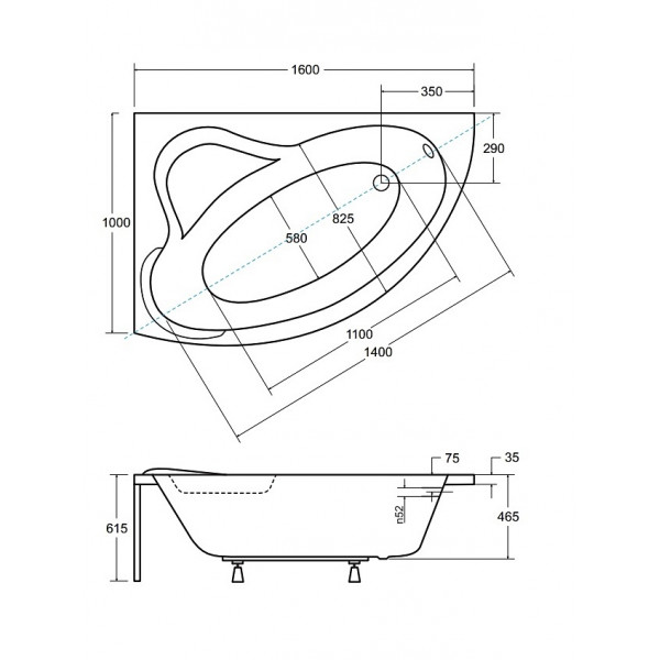 Ванна BESCO ADA 160х100 L