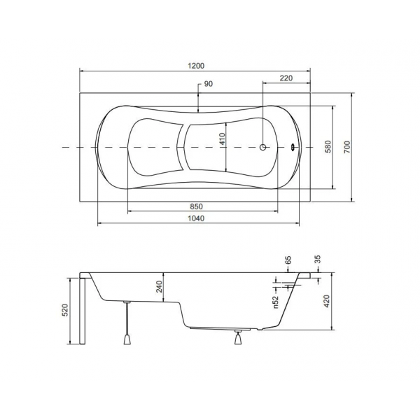 Ванна BESCO ARIA REHAB 120х70