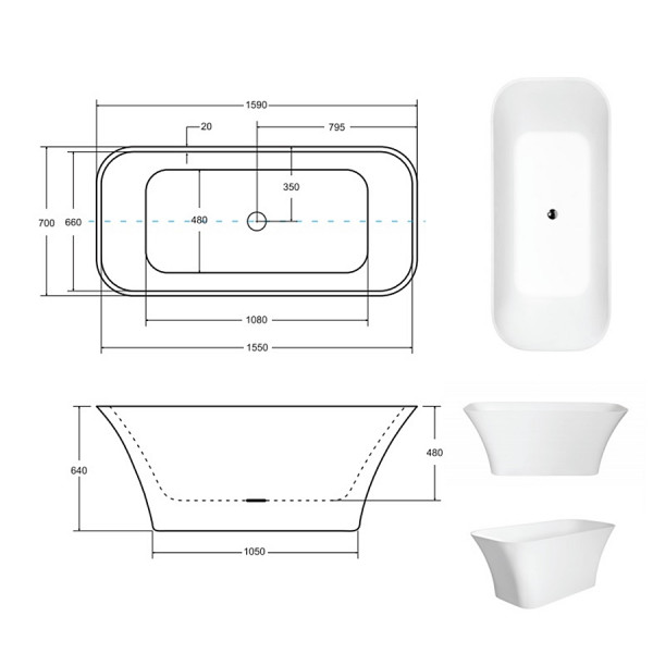 Ванна BESCO ASSOS 160х70 (ретро) з сифоном Click-Clak