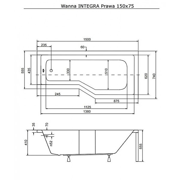 Ванна BESCO INTEGRA 150х75P (соло)