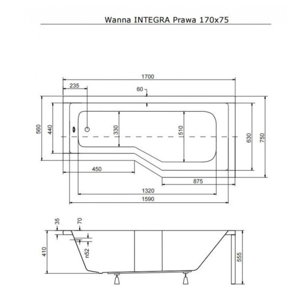 Ванна BESCO INTEGRA 170х75P (соло)