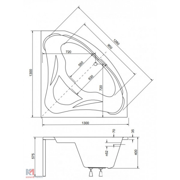 Ванна BESCO MIA 130x130 (соло)