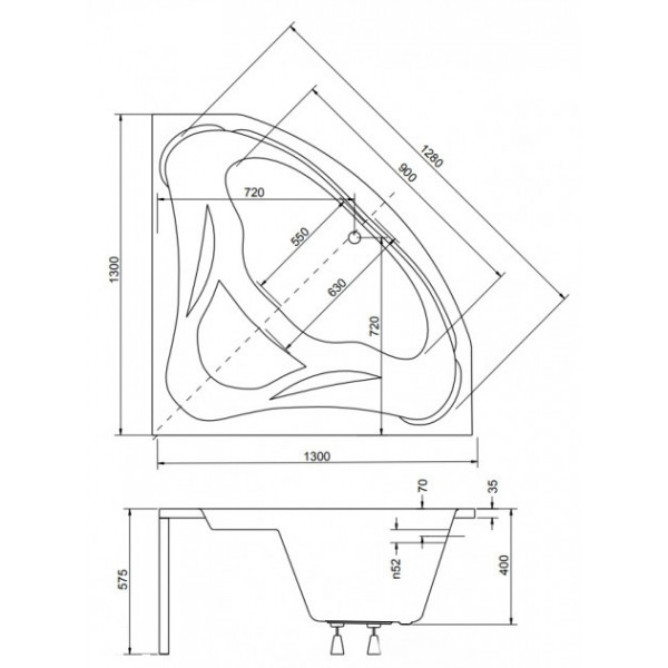 Ванна BESCO MIA 130x130 (соло)