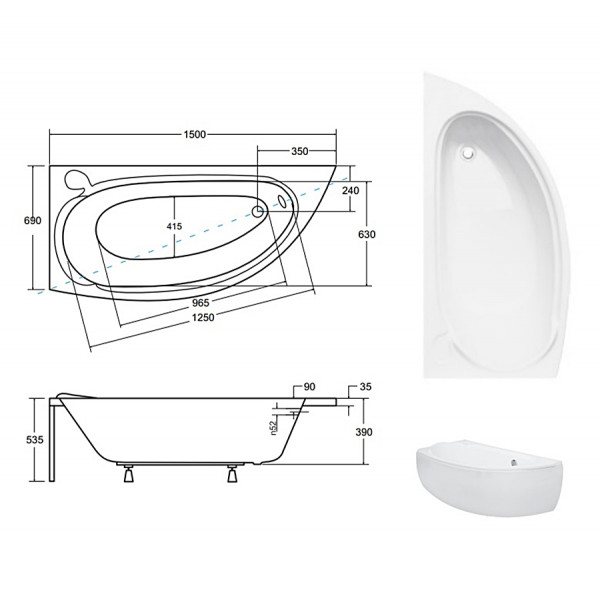 Ванна BESCO MINI 150x70 L (соло)