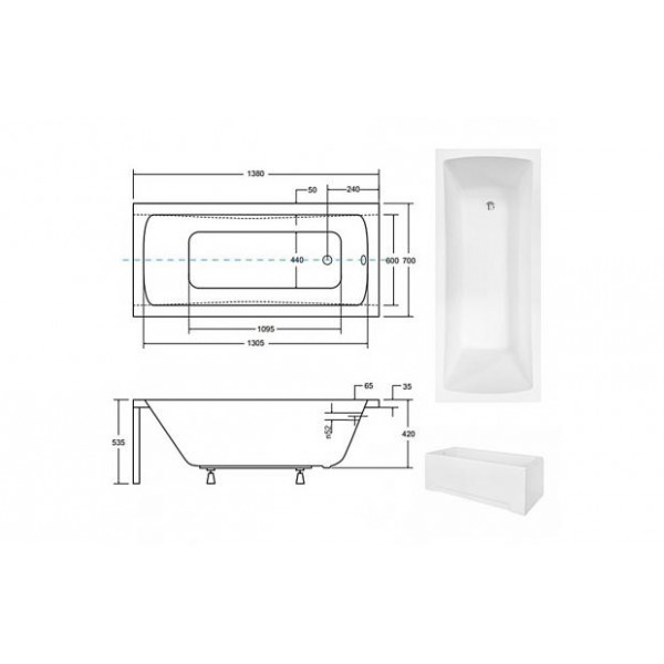 Ванна BESCO OPTIMA 140х70 (соло)