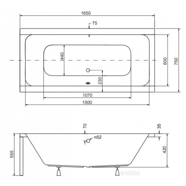 Ванна BESCO QUADRO 165х75