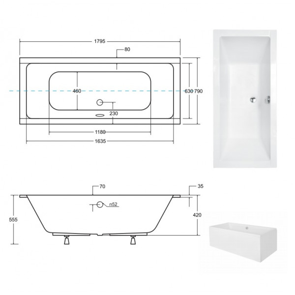 Ванна BESCO QUADRO SLIM 180х80