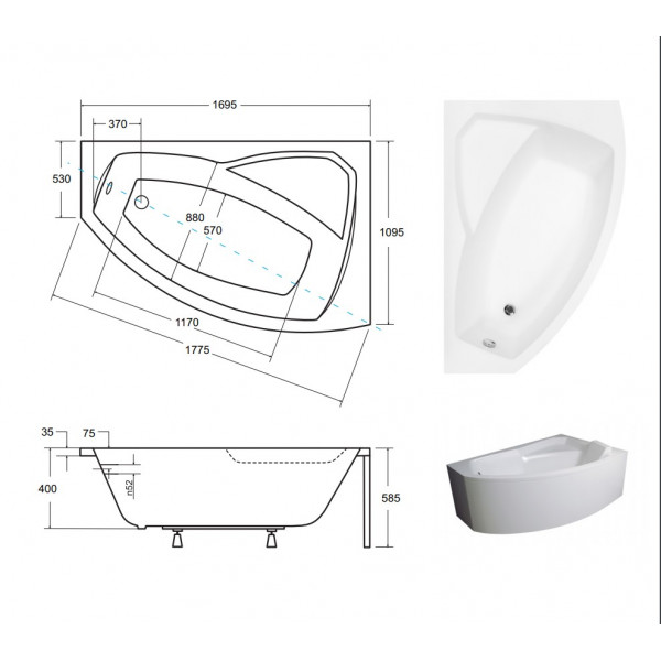 Ванна BESCO RIMA 170х110P (соло)