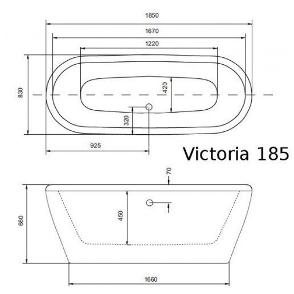 Ванна BESCO VICTORIA 185х83 (ретро) із сифоном