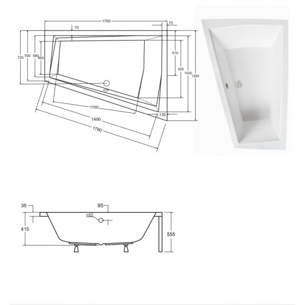 Ванна BESCO INTIMA DUO 170x125 L (соло)