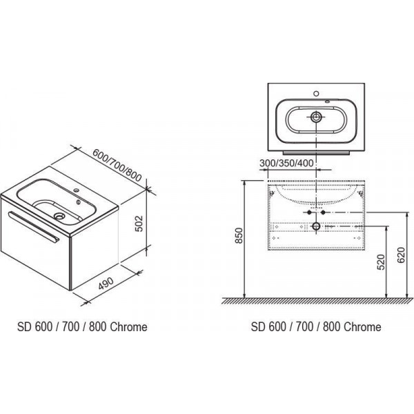 RAVAK SD 600 Chrome Капучіно/Білий (X000000961)