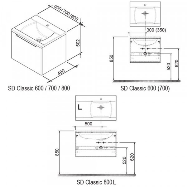 RAVAK SD 800 Classic II L Латте/Білий (X000000912)
