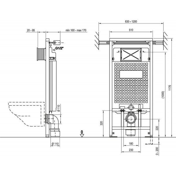 Інсталяція RAVAK WC G PR/1200 гіпсокартон (X01705)