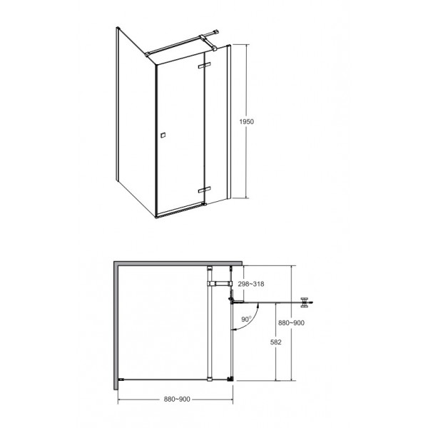 Душова кабіна BESCO PIXA 90x90x195 P прозора/хром