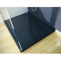 Душевий піддон BESCO AXIM 120х90x4.5 stone effect черный + сифон