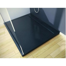 Душевий піддон BESCO AXIM 120х90x4.5 stone effect черный + сифон