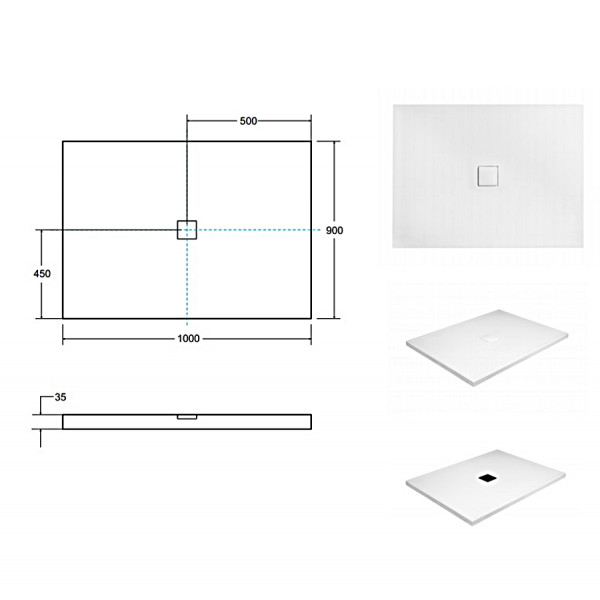 Душевий піддон BESCO NOX Ultraslim 100x90x3.5