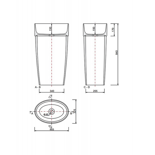 Раковина для ванної окремостояща BESCO UNIQA B&W 32х46