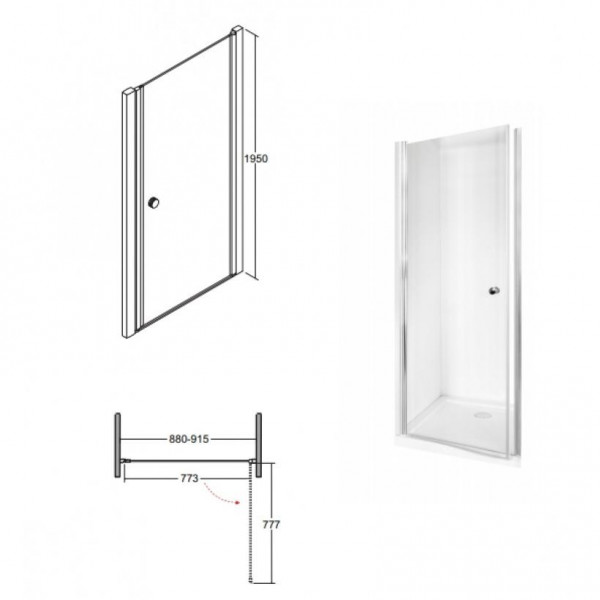 Душевая дверь BESCO Sinco 90х195 хром
