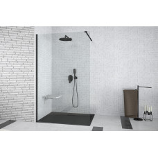 Душова перегородка BESCO walk in AVEO BLACK 120x195 пророчна/чорний 120 см