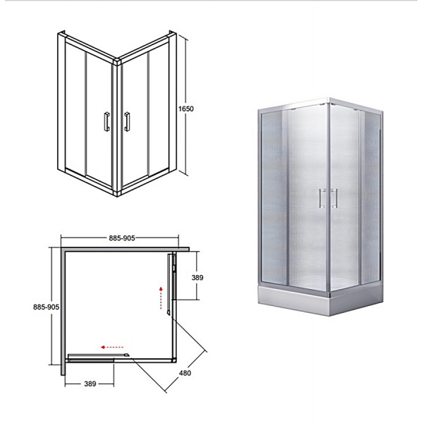 Душова кабіна BESCO MODERN 80x80x165 квадратна grigio/хром