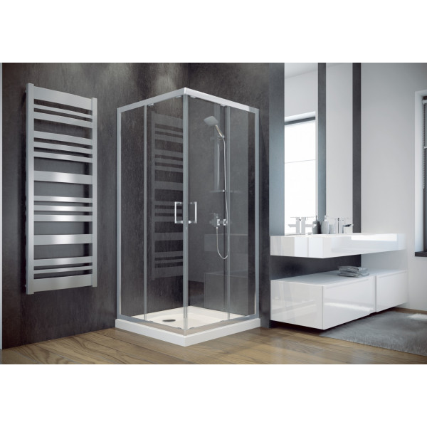 Душова кабіна BESCO MODERN 80x80x185 напівкругла прозора/хром