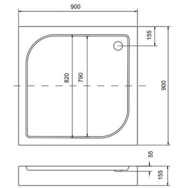 Душевий піддон BESCO OSKAR 90Х90Х4/16 + ніжки