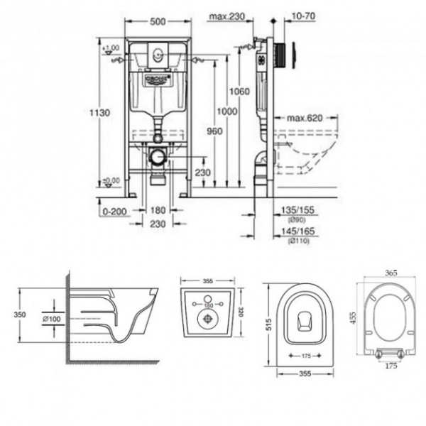 Інсталяція Grohe Rapid SL 38721001 + унітаз з сидінням Qtap Swan QT16335178W