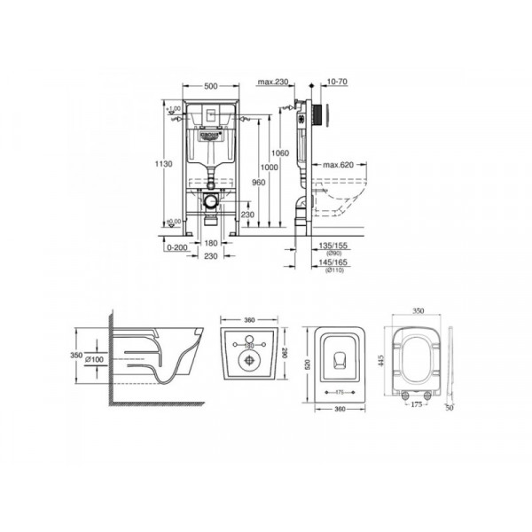 Інсталяція Grohe Rapid SL 38772001 + унітаз з сидінням Qtap Crow QT05335170W