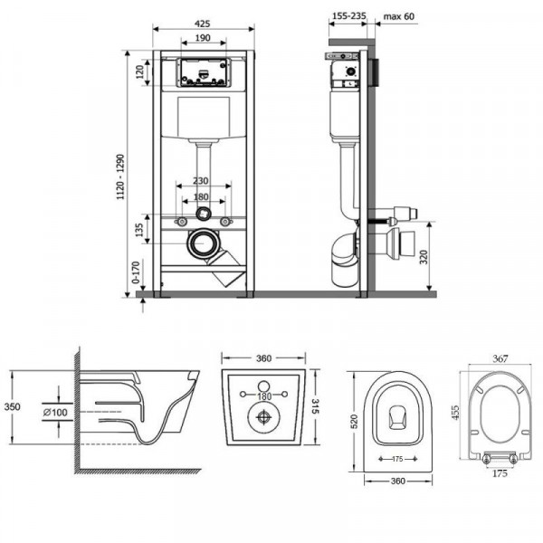 Інсталяція Qtap Nest QTNESTM425M08SAT + унітаз Jay QT07335176W