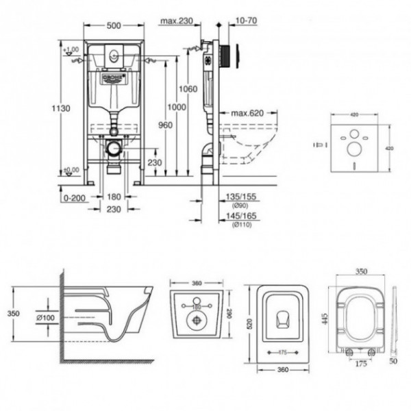 Інсталяція Grohe Rapid SL 38722001 + унітаз Qtap Crow QT05335170W
