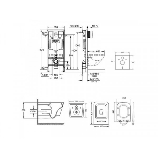 Інсталяція Grohe Rapid SL 38827000 + унітаз Qtap Crow QT05335170W
