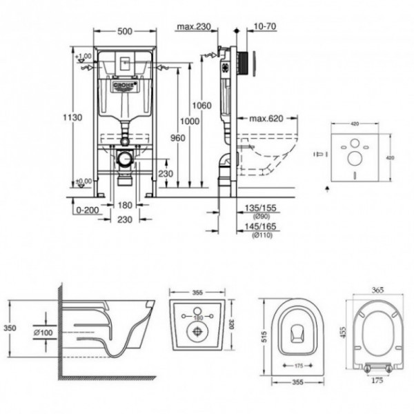 Інсталяція Grohe Rapid SL 38772001 + унітаз Qtap Swan QT16335178W