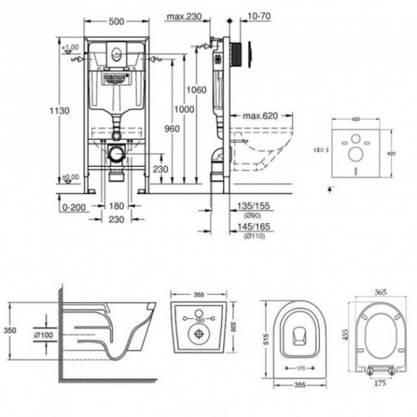 Інсталяція Grohe Rapid SL 38722001 + унітаз Qtap Swan QT16335178W