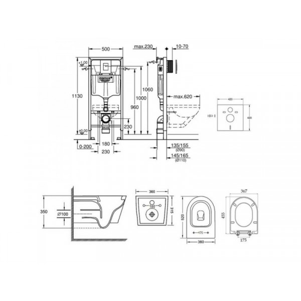 Інсталяція Grohe Rapid SL 38772001 + унітаз Qtap Jay QT07335176W