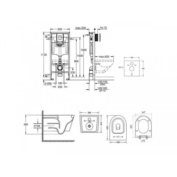Інсталяція Grohe Rapid SL 38827000 + унітаз Qtap Jay QT07335176W