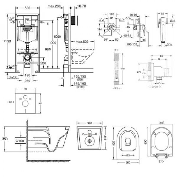 Інсталяція Grohe Rapid SL 38772001 + унітаз Jay QT07335176W + гігієнічний набір Grohe BauClassic 111048