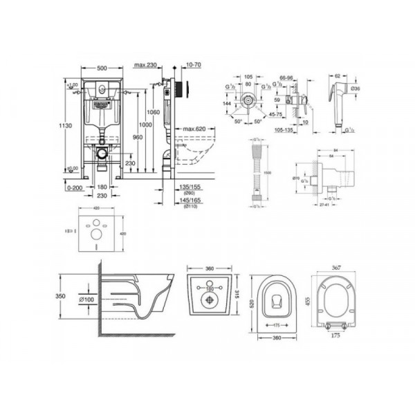 Інсталяція Grohe Rapid SL 38721001 + унітаз Jay QT07335176W + гігієнічний набір Grohe BauClassic 111048