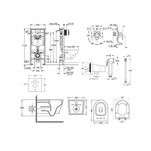 Інсталяція Grohe Rapid SL 38722001 + унітаз Jay QT07335176W + гігієнічний набір Grohe BauLoop 111042