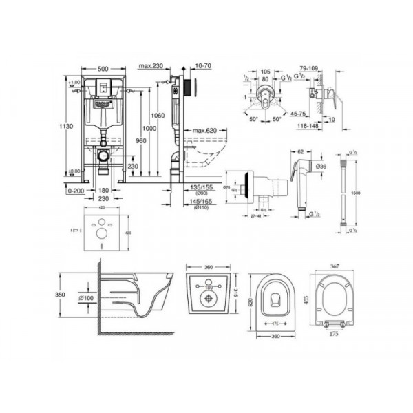 Інсталяція Grohe Rapid SL 38827000 + унітаз Jay QT07335176W + гігієнічний набір Grohe BauLoop 111042