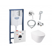 Інсталяція Grohe Rapid SL 38772001 + унітаз Swan QT16335178W + гігієнічний набір Grohe BauClassic 111048