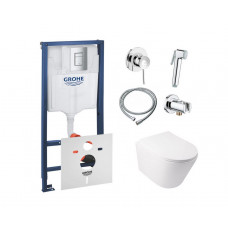 Інсталяція Grohe Rapid SL 38772001 + унітаз Swan QT16335178W + гігієнічний набір Grohe BauClassic 111048