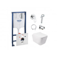 Інсталяція Grohe Rapid SL 38772001 + унітаз Crow QT05335170W + гігієнічний набір Grohe BauLoop 111042