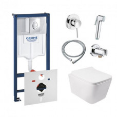Інсталяція Grohe Rapid SL 38721001 + унітаз Crow QT05335170W + гігієнічний набір Grohe BauClassic 111048