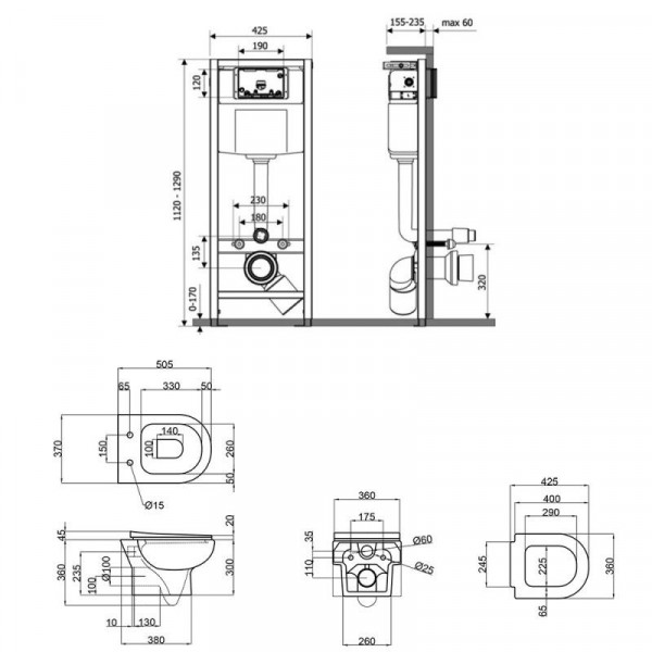 Інсталяція Qtap Nest QTNESTM425M11SAT + унітаз Lark QT0331159W