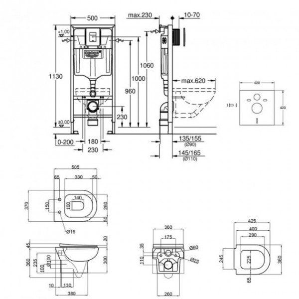 Інсталяція Grohe Rapid SL 38827000 + унітаз Qtap Lark QT0331159W