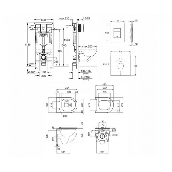 Інсталяція Grohe Rapid SL 38772001 + унітаз Qtap Robin QT1333046ENRW