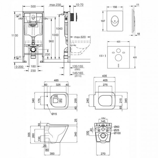 Інсталяція Grohe Rapid SL 38772001 + унітаз Qtap Tern QT1733052ERW