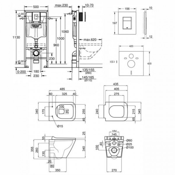 Інсталяція Grohe Rapid SL 38722001 + унітаз Qtap Tern QT1733052ERW